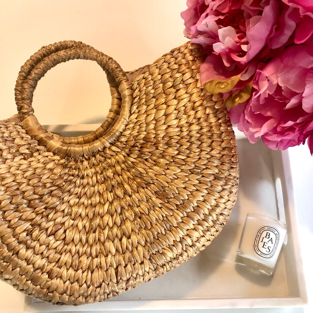 Natural Straw Trendy Fully Lined Handbag BRAND NEW